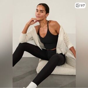 Athleta Elation V-Neck Longline Bra Cups A-C Black Size Medium